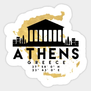 Athens Greece Skyline Map Art Sticker